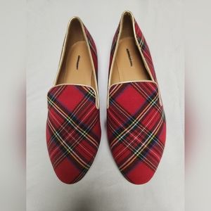 J. Crew Factory Red and Green Tartan Loafers